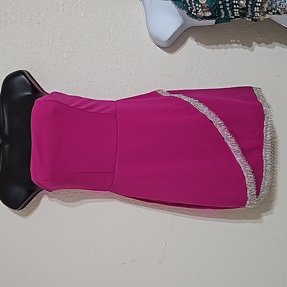 Sleeveless pink valentines day dress with rhinestones